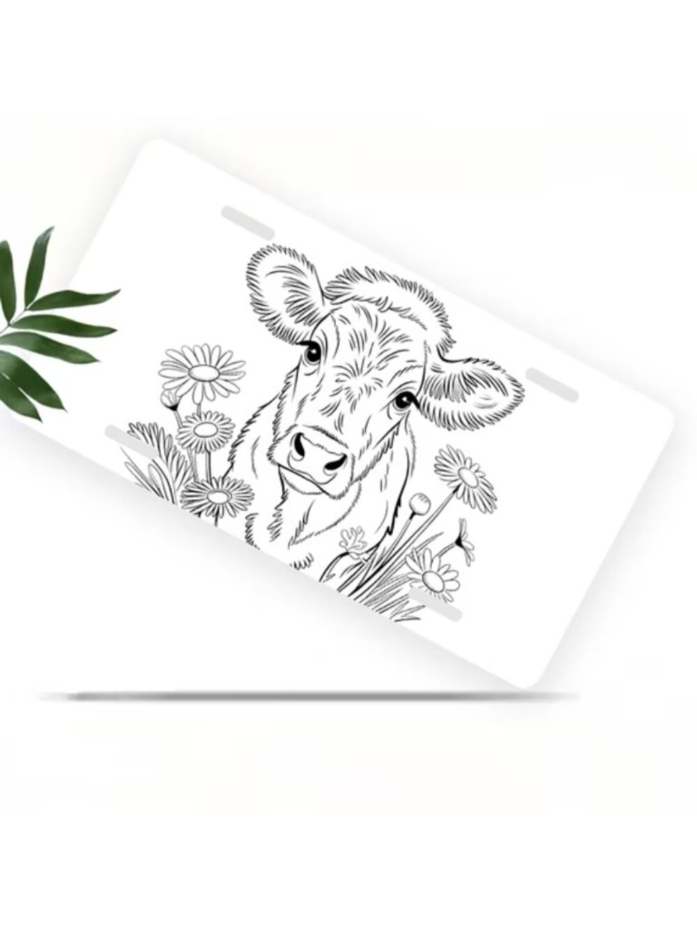 License Plate, Daisy framed Calf Decorative Front,Personalized Stainless Steel L
